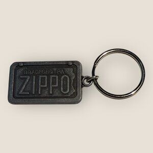 Vintage 90s Zippo Keychain Bradford PA Metal Rectangular Design Made In USA